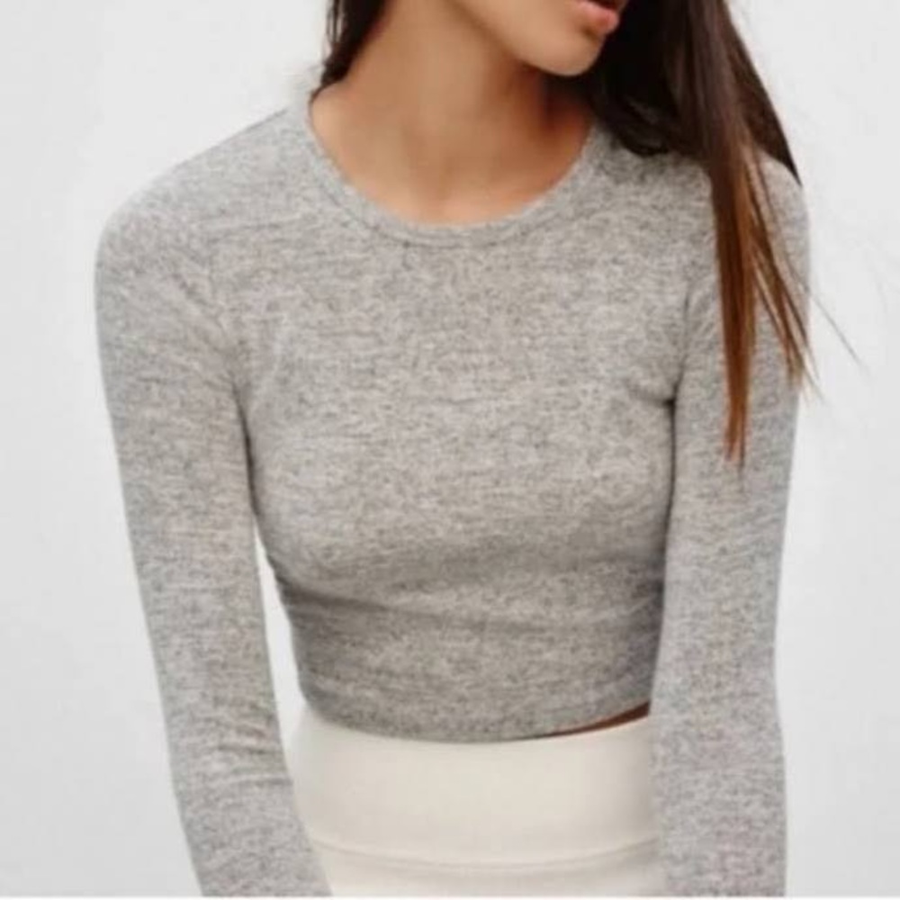 Wilfred Free Georgia cropped long sleeve in heather grey